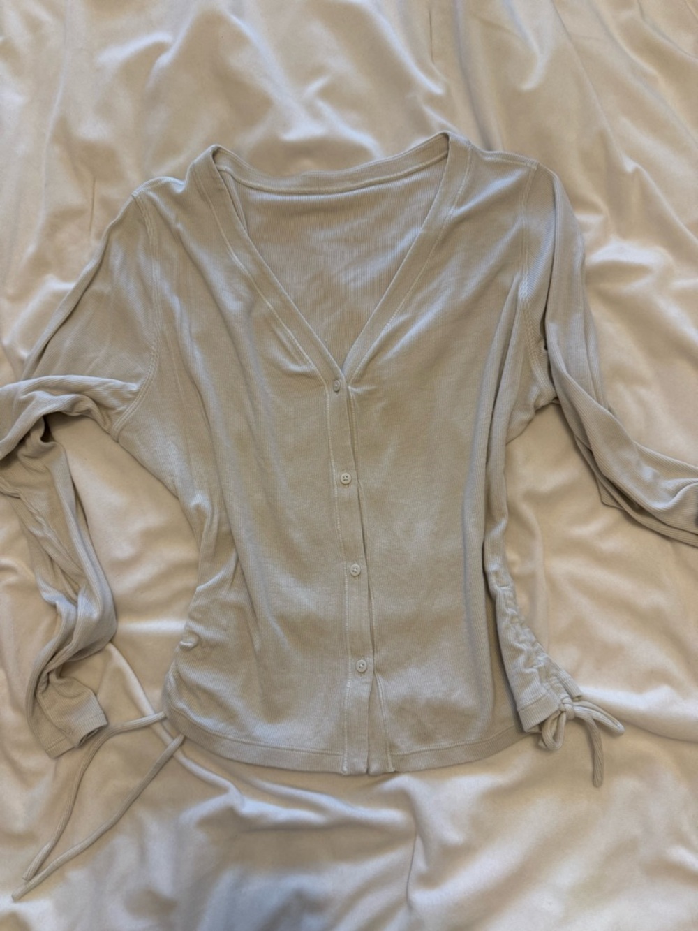 Lululemon size 8 Light Beige Button-Front V-Neck Cardigan